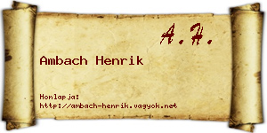 Ambach Henrik névjegykártya